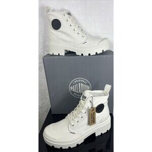 Palladium Women's Pallabase Twill Boots Shoe Platform Star White Size 9 NEW